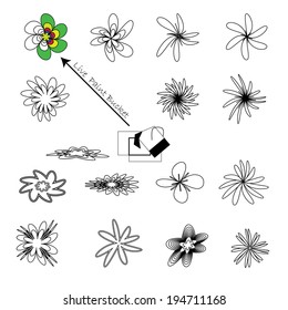 Easily customizable set of stylized flowers.The template is suitable for coloring 