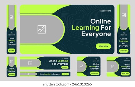 Diseño de Anuncio de conjunto de Web de Vector fácilmente personalizable para publicación en redes sociales, diseño de Anuncio de oferta de aprendizaje, gestión del sistema educativo diseño de Anuncio de Paquete de Web