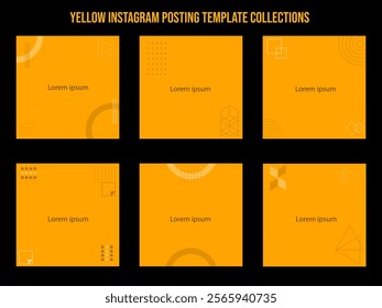 Easily customize these eye-catching Instagram templates with your own photos and text. The bold yellow background and geometric shapes create a visually appealing and cohesive feed