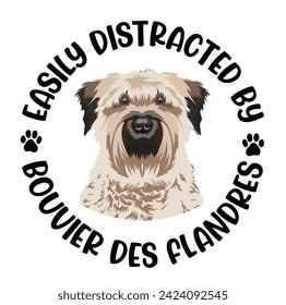 Leicht abgelenkt von Bouvier des Flandres Hund Typografie T-Shirt Design Vektor 
