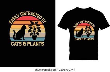 Easily Distracted by Cats and Plants T-shirt