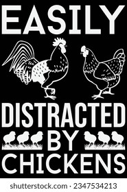 Easily Distracted By Chickens eps cut file for cutting machine