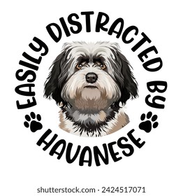 Easily Distracted By Havanese Dog Typography T-shirt Design Vector 

