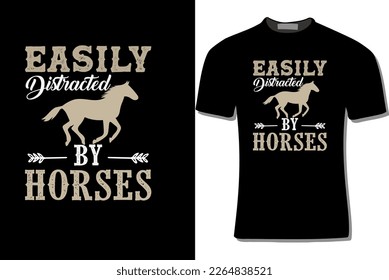 Easily Distracted By Horses Illustration for Horse Lovers Design Illustration For Print, Poster, Card, Mugs, Bags, Invitations, Parties, Etc.