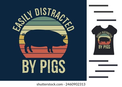 Leicht ablenkbar durch Schweine T-Shirt Design 