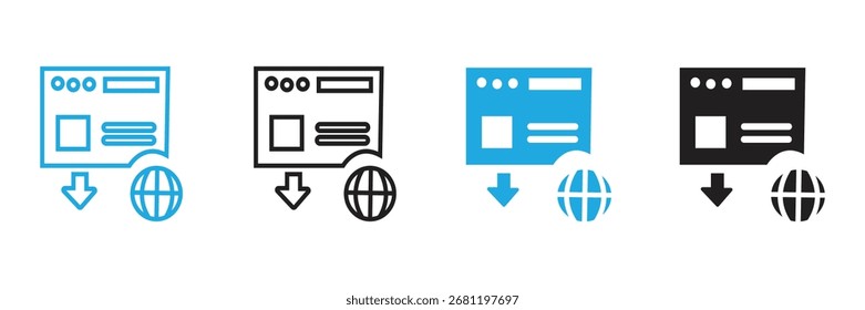 Baixe facilmente dados da Web com esses ícones modernos. Perfeito para projetos de web design, desenvolvimento de aplicativos e visualização de dados. Use para suas necessidades digitais.