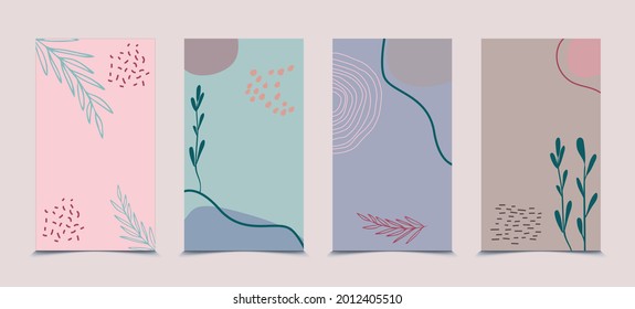 Easily editable 4 sets of minimal abstract square web banner templates. pink brown blue green color. Suitable for social media posts, stories, web banner ads. Abstract creative vector illustration.