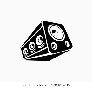 Easily editable black loudspeakers illustration. Vector design template sign.