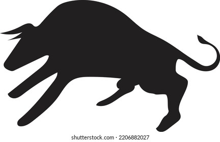 easily editable black silhouette bull vector logo