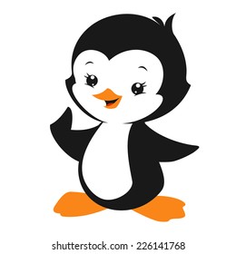 Easily editable cartoon cute penguin vector for design element