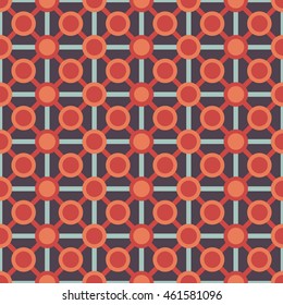 Easily editable colored seamless geometric grid pattern includes circles and rectangles. Perfect for gift boxes