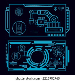 Ilustración vectorial fácilmente editable en el tema ícono de la tecnología digital futurista industrial. Máquinas herramientas, conceptos de uso de la tecnología para analizar problemas mecánicos.