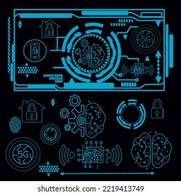 Ilustración vectorial fácilmente editable sobre el tema del icono de la tecnología digital futurista. Concepto de uso de tecnología para analizar problemas médicos.