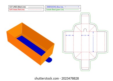 Easily foldable Drawer cardboard gift boxes, dieline template and 3D vector file