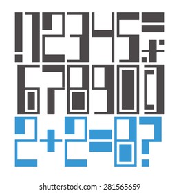 Easily modifiable geometric font: numbers and marks