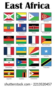 East Africa Vector Flags. All States Of East Africa