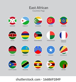 East African Countries Flag Icons Collection
