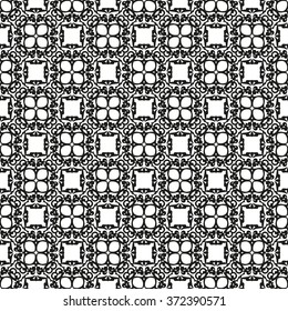 East Asia. Abstract. Pattern, ornament. Black and white image. Seamless. Background texture. 