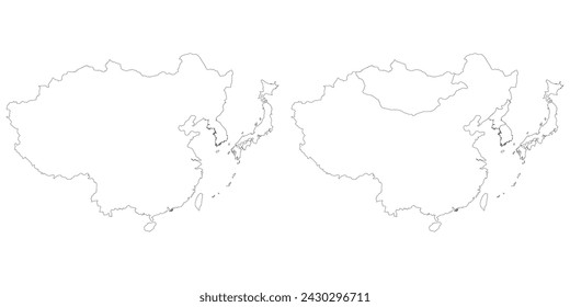 East Asia country Map. Map of East Asia in multicolor. 