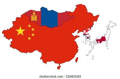 East Asia Flag Map