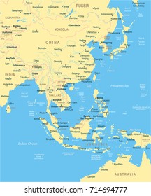 East Asia Map - Detailed Vector Illustration