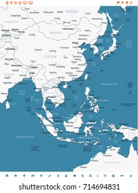 East Asia Map - Detailed Vector Illustration