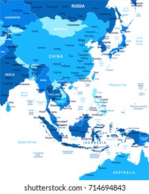 East Asia Map - Detailed Vector Illustration
