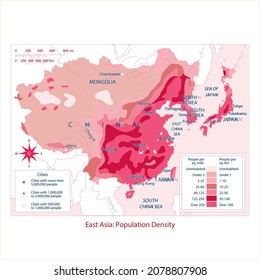 East Asia: Population Density - Map