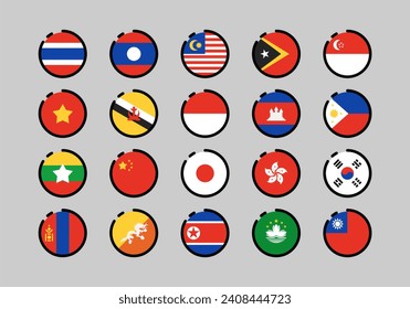 ostasiatischer Schaltkreis-Flag-Set