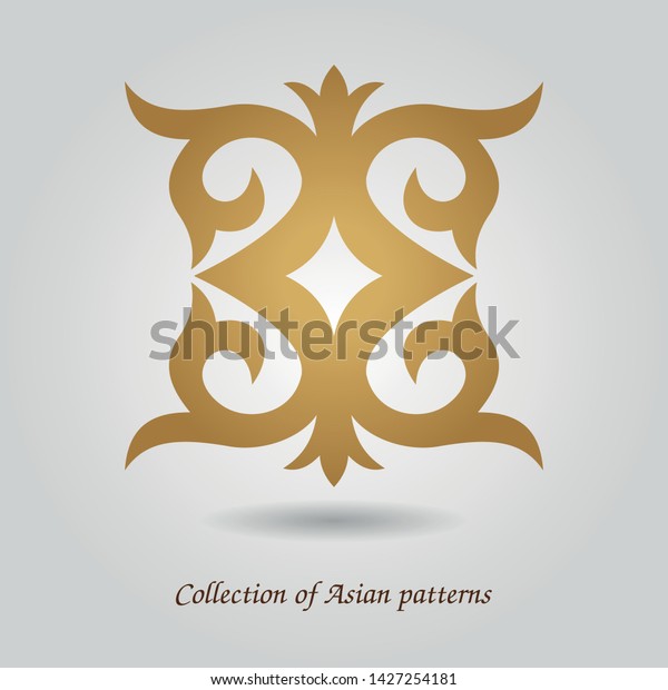 east asian\
pattern.golden abstract pattern. Asian floral designs. National\
Stylomad: Kazakhs, Kyrgyz,\
Tatars.