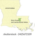 East Baton Rouge Parish and city of Baton Rouge location on Louisiana state map