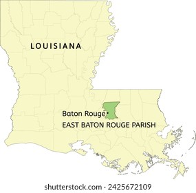 East Baton Rouge Gemeinde und Stadt Baton Rouge Lage auf Louisiana Karte