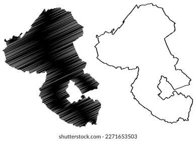 East Cambridgeshire Non-metropolitan district (United Kingdom of Great Britain and Northern Ireland, ceremonial county Cambridgeshire or Cambs, England) map vector, scribble sketch East Cambs map