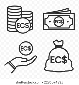 East Caribbean Dollar icons set money icon vector image on transparent background (PNG).