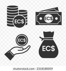 East Caribbean Dollar icons set money icon vector image on transparent background (PNG).