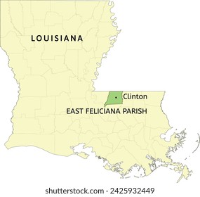 Ubicación de East Carroll Parish y de la ciudad de Clinton en el mapa del estado de Luisiana