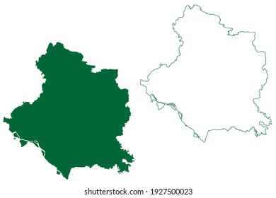 East Champaran district (Bihar State, Tirhut division, Republic of India) map vector illustration, scribble sketch Purvi Champaran map