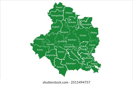 East champaran District Tehsil map, East champaran District, Bihar State, Republic of India, Government of Bihar, Indian territory, Eastern India, politics, village, tourism
