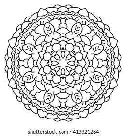 East circular pattern mandala. Coloring page for adults. Turkish, Islamic, Oriental, Greek, Indian style.