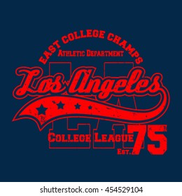 East College Champs Los Angeles vector T-shirt design.