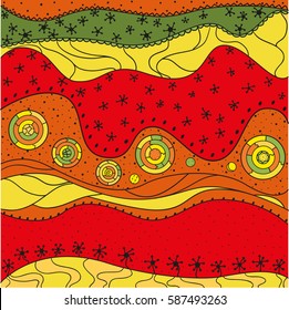 East colored background with bright colors. Abstract pattern