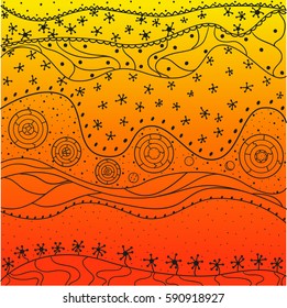 East colored background with bright colors. Abstract eastern pattern. Hand drawn texture with abstract patterns on isolation background. Line art creation.