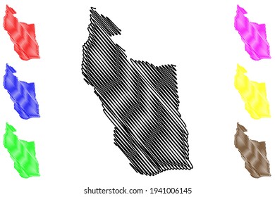 East Darfur state (Republic of the Sudan, North Sudan) map vector illustration, scribble sketch Sharq Darfur map