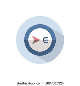East direction. Flat color on a circle. Weather vector illustration