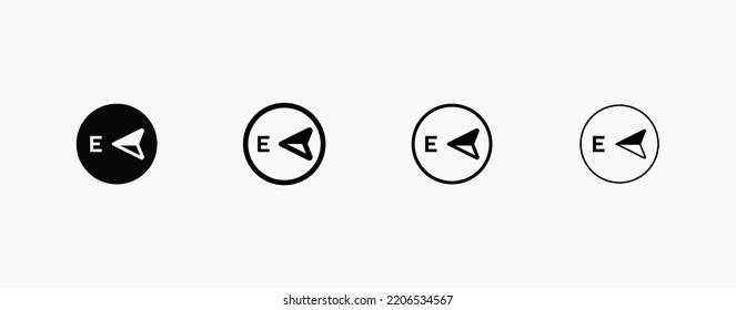 East direction vector icon. Eastside arrow vector icon