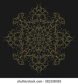 East element design. Round Mandala pattern with hand-drawn decorative elements. Vector illustration