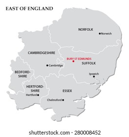 East Of England Administrative Map