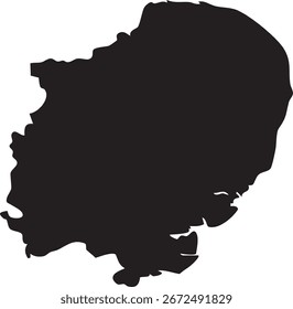 Mapa del Este de Inglaterra Silueta negra sólida