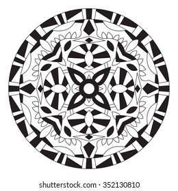 East ethnic round mandala. Symmetrical circular pattern.