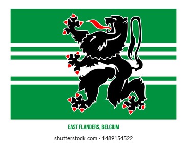 East Flanders Flag Vector Illustration on White Background. Provinces Flags of Belgium.